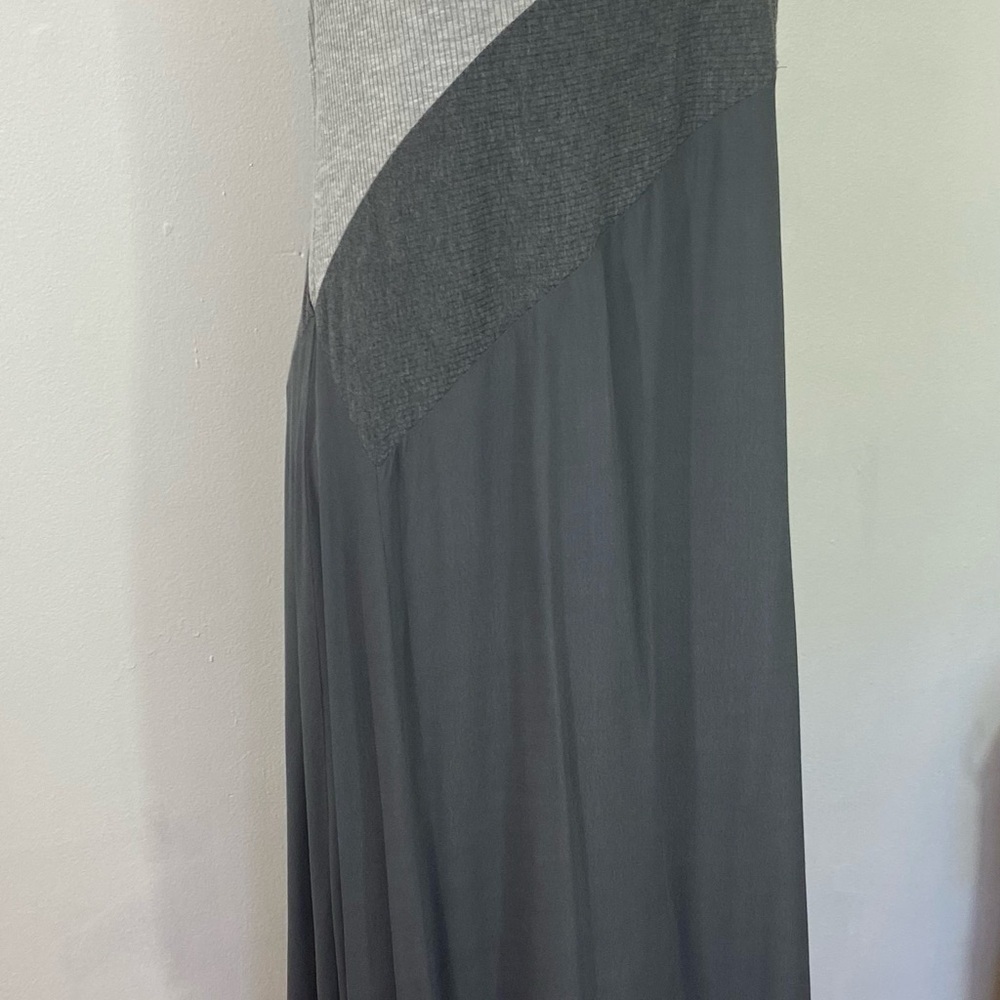 Soft Surroundings Flatter Me Asymmetric Colorblock Flowy Maxi Dress L Grey - Picture 3 of 8